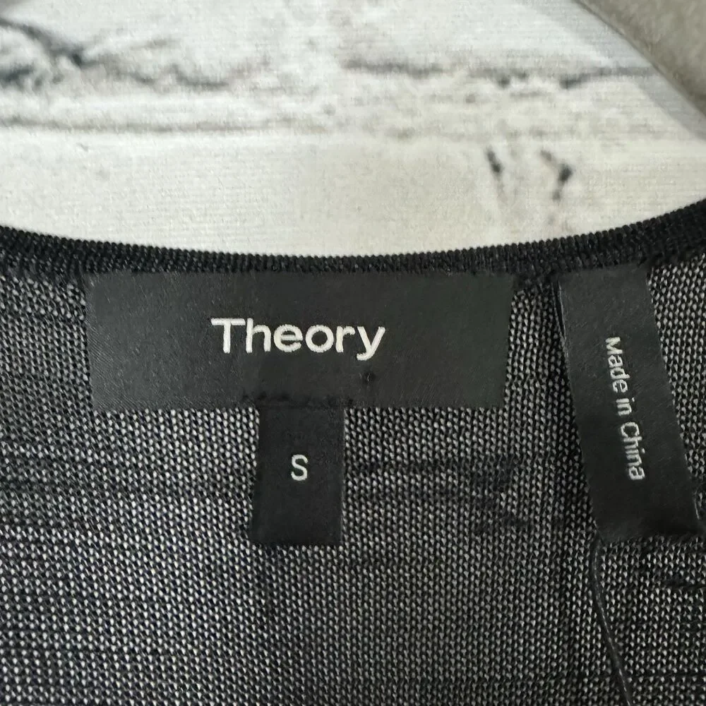 NWT Theory Kimono Illusion Fitted Dress in Black Glossed Women Size Small S LBD - Picture 12 of 16